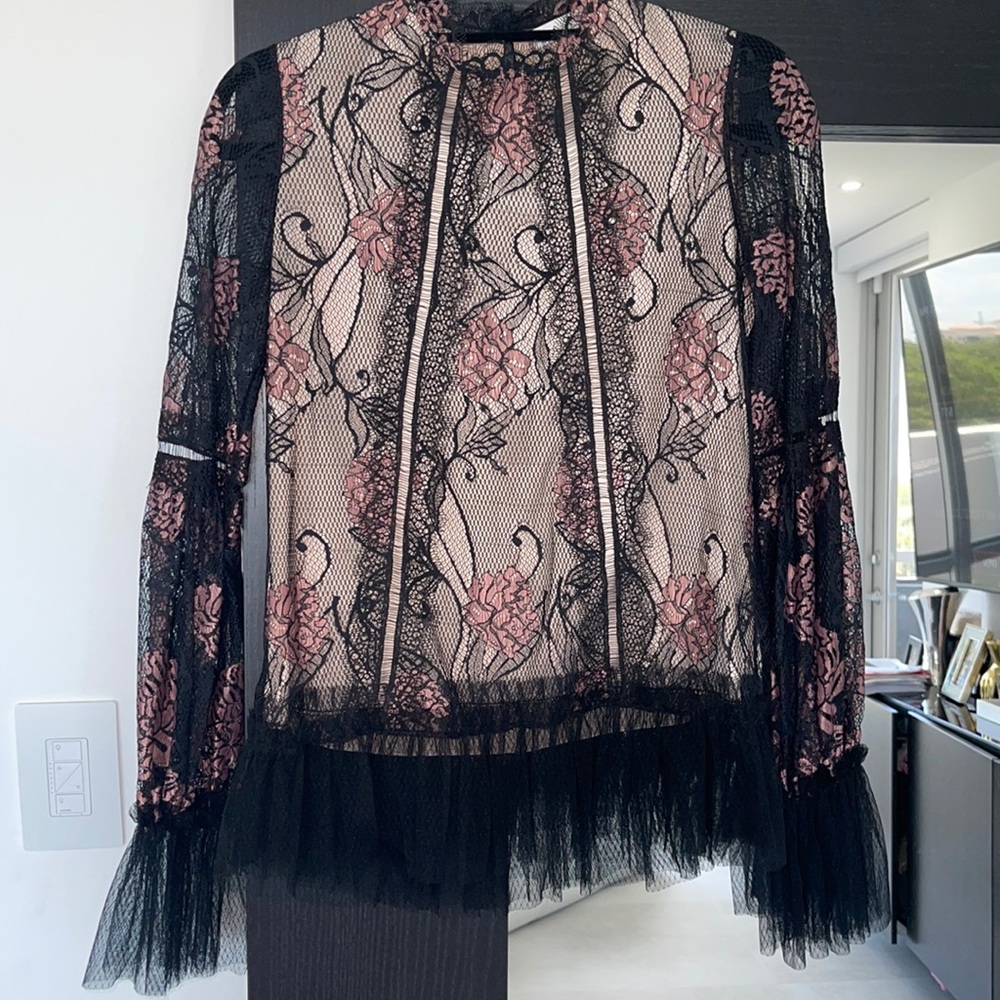 Alexis Lace Top with Floral Detail